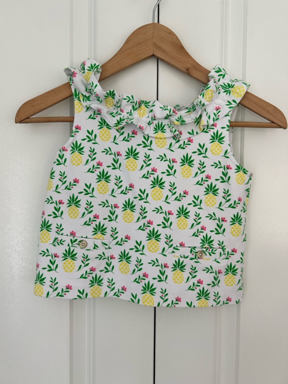 Janie and Jack girls pineapple ruffle sleeve sleeveless top size 8 NWOT